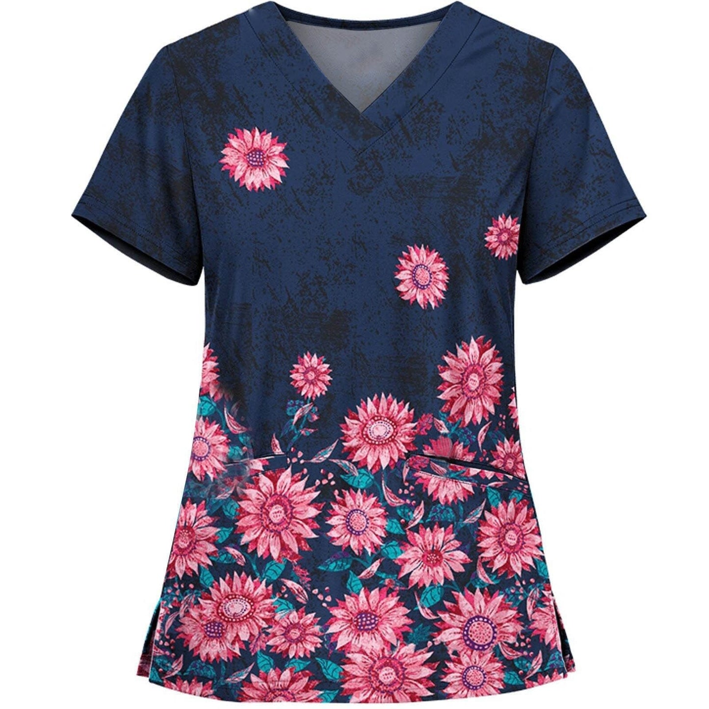 Women Short Sleeve Scrub V Neck Flower Prints Top Medical uniform / enter Discount Code FFMGF5WM6S41 BUY 4 get 1 FREE / FREE Shipping - tracking available