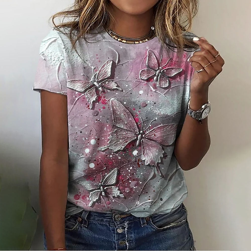 Ladies blouses beautiful floral with butterfly designs comfortable top / enter Discount Code V6TAH906VZ72 BUY 4 get 1 FREE / FREE Shipping