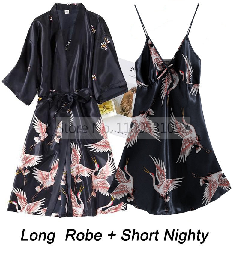 Ladies 2 piece Robe Set Bride Wedding Robe Gown Lace Sexy / Kimono Bathrobe / FREE Shipping