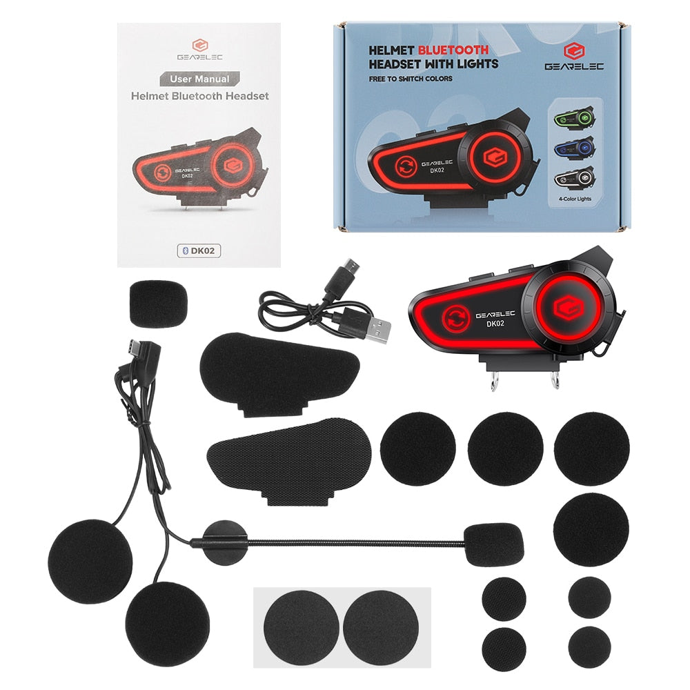 GEARELEC DK02 Motorcycle Helmet Headset Stereo Bluetooth Hands Free Call - IPX7 / Free Shipping