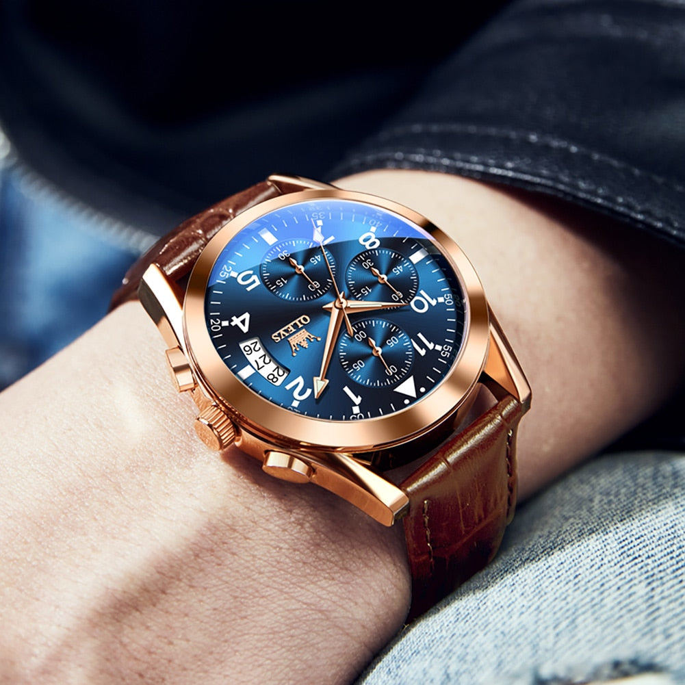 OLEVS Luxury Men's Watche,/ Waterproof / Luminous Quartz /
