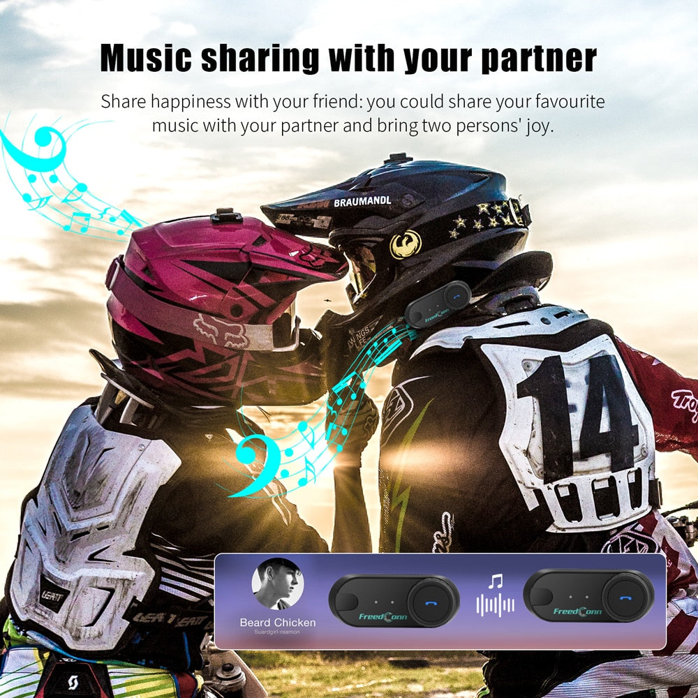 FreedConn Bluetooth Motorcycle Intercom Helmet Headset Headphone FM Music/ FREE Shipping