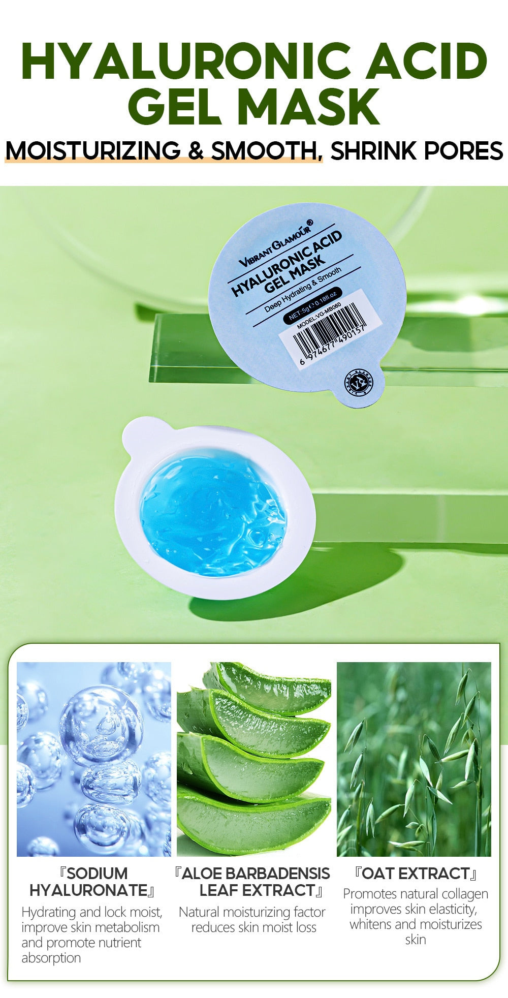 VIBRANT GLAMOUR Gel Mud Mask / Acne cleanser / Moisturizing Anti-aging Deep / Lifting Firming Oil Control / FREE Shipping