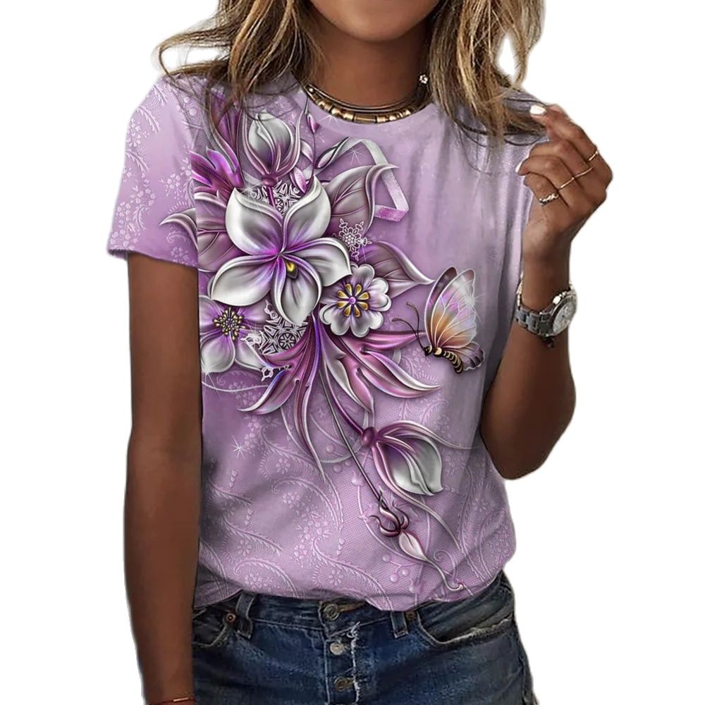 Ladies blouses beautiful floral with butterfly designs comfortable top / enter Discount Code V6TAH906VZ72 BUY 4 get 1 FREE / FREE Shipping