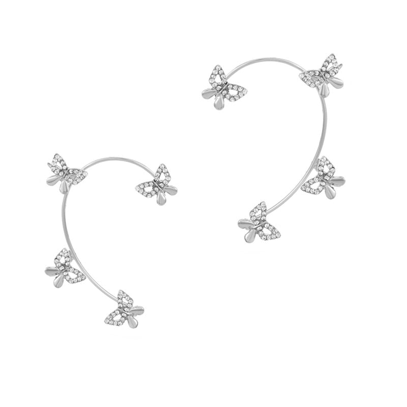 Earrings Gold Silver Color Metal Butterfly Ear Clips ZIRCON / Free Shipping