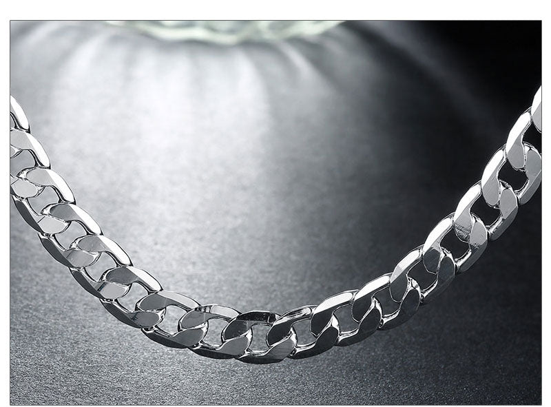 BATYYINY 925 Sterling Silver Italian Cuban Curb Chain Necklaces Men-Women/Free Shipping