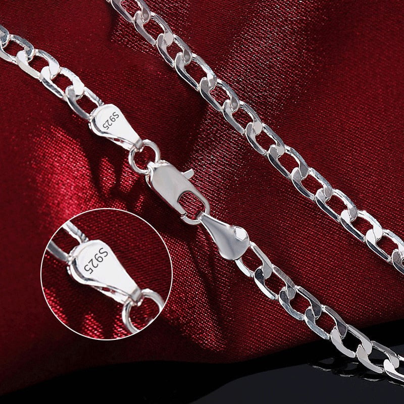 BATYYINY 925 Sterling Silver Italian Cuban Curb Chain Necklaces Men-Women/Free Shipping