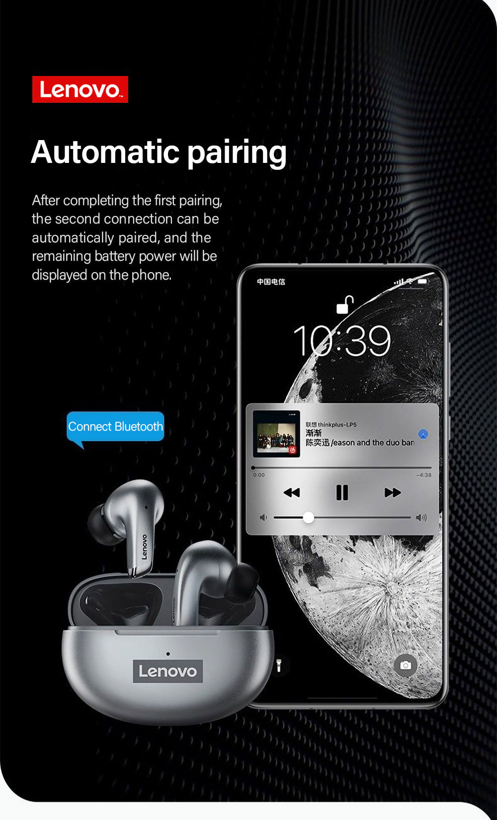 Lenovo LP5 TWS Bluetooth Earphone 9D Stereo HiFi Sports Wireless Earbuds for iPhone 13 Xiaomi / FREE Shipping