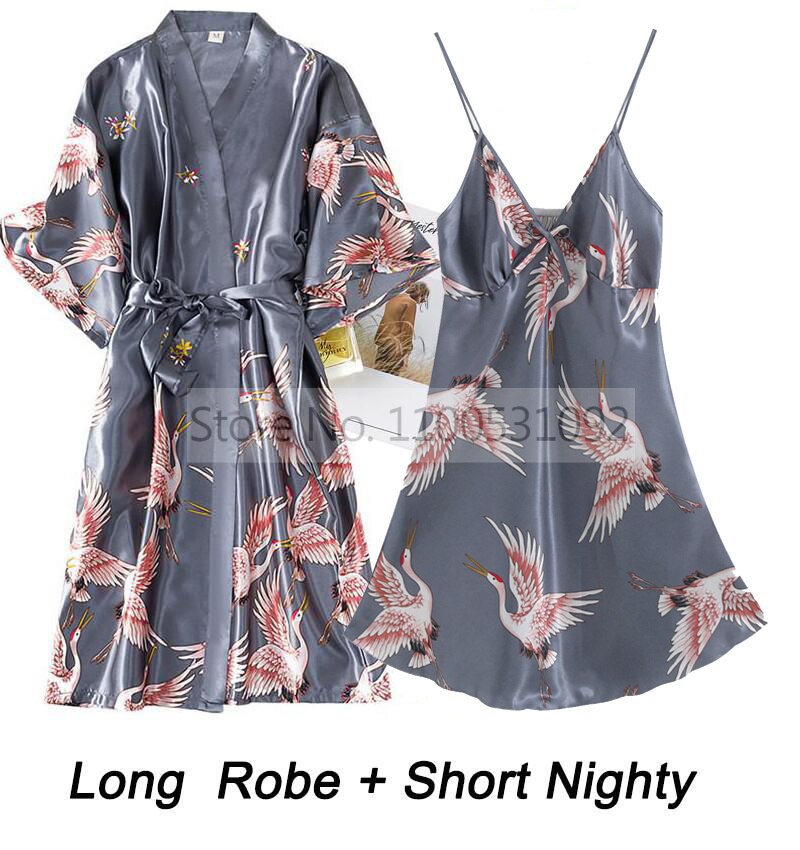 Ladies 2 piece Robe Set Bride Wedding Robe Gown Lace Sexy / Kimono Bathrobe / FREE Shipping