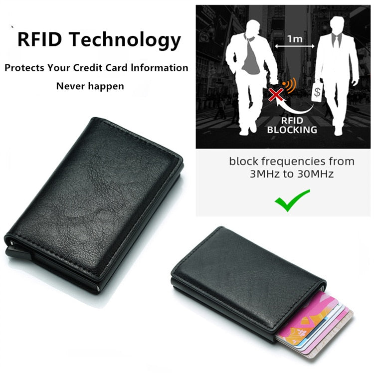 Men RFID Blocking Money, Bank Card Slim Leather Wallet-ID Holder/ Free Shipping
