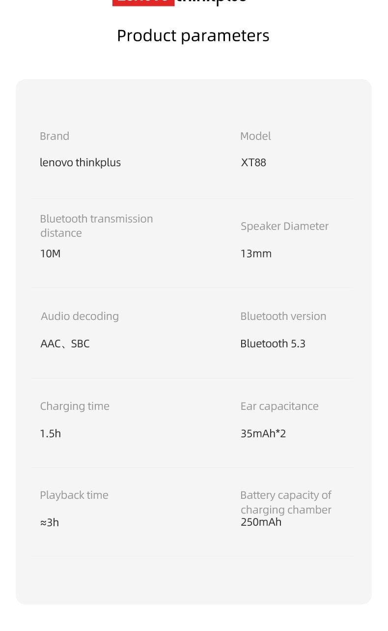 NEW Lenovo XT88 TWS Wireless Earphone Bluetooth 5.3 Dual Stereo Noise Reduction / Buy 15 get 5 FREE/ Enter Code N4ST685A3CR8 / FREE Shipping