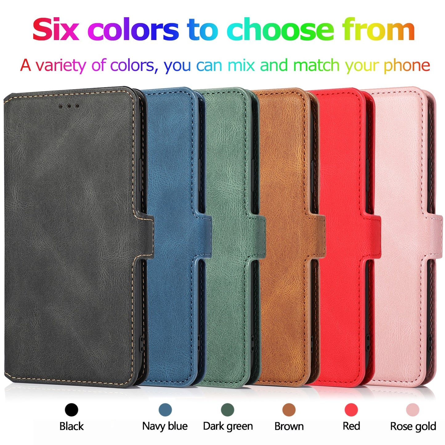 Leather Flip Wallet Case For iPhone 14 13 12 Mini 11 Pro XS MAX X XR 8 7 6s 6 Plus 5 5s SE 2020 2022 Card Stand Slot Phone Cover