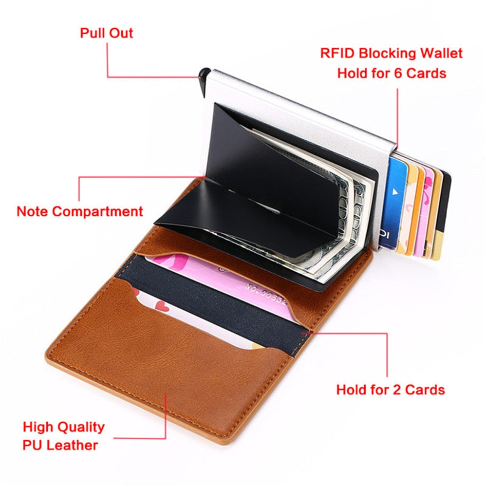Men RFID Blocking Money, Bank Card Slim Leather Wallet-ID Holder-money clip/ Free Shipping
