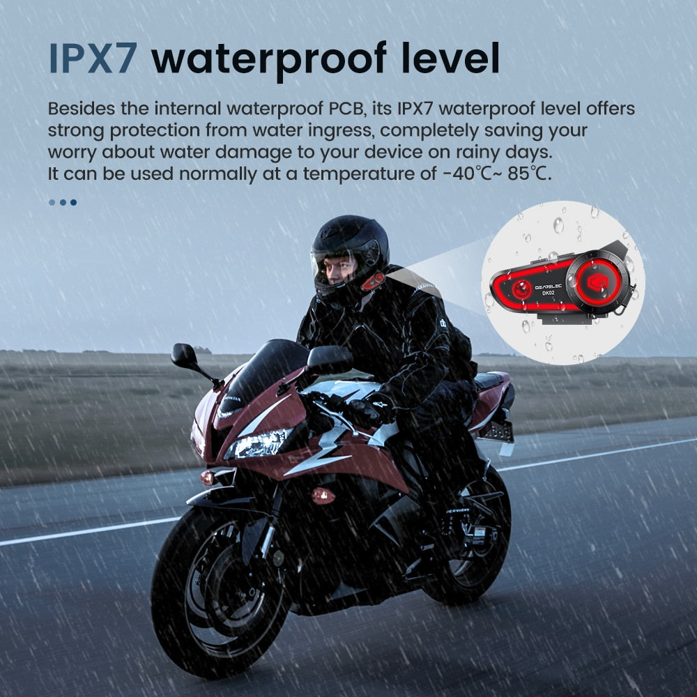 GEARELEC DK02 Motorcycle Helmet Headset Stereo Bluetooth Hands Free Call - IPX7 / Free Shipping