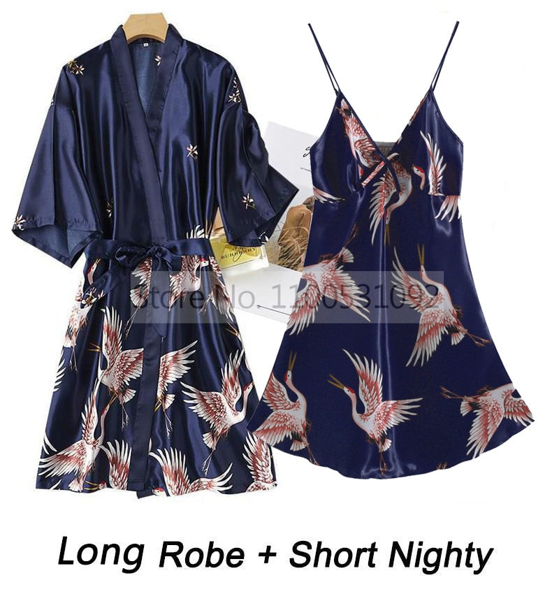 Ladies 2 piece Robe Set Bride Wedding Robe Gown Lace Sexy / Kimono Bathrobe / FREE Shipping