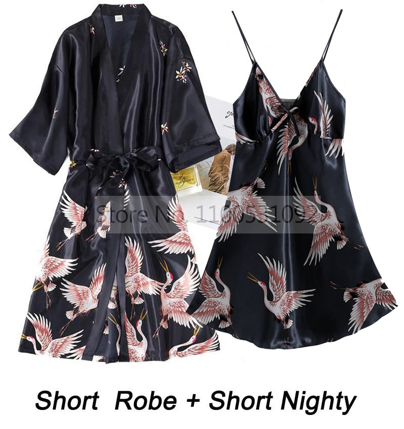 Ladies 2 piece Robe Set Bride Wedding Robe Gown Lace Sexy / Kimono Bathrobe / FREE Shipping
