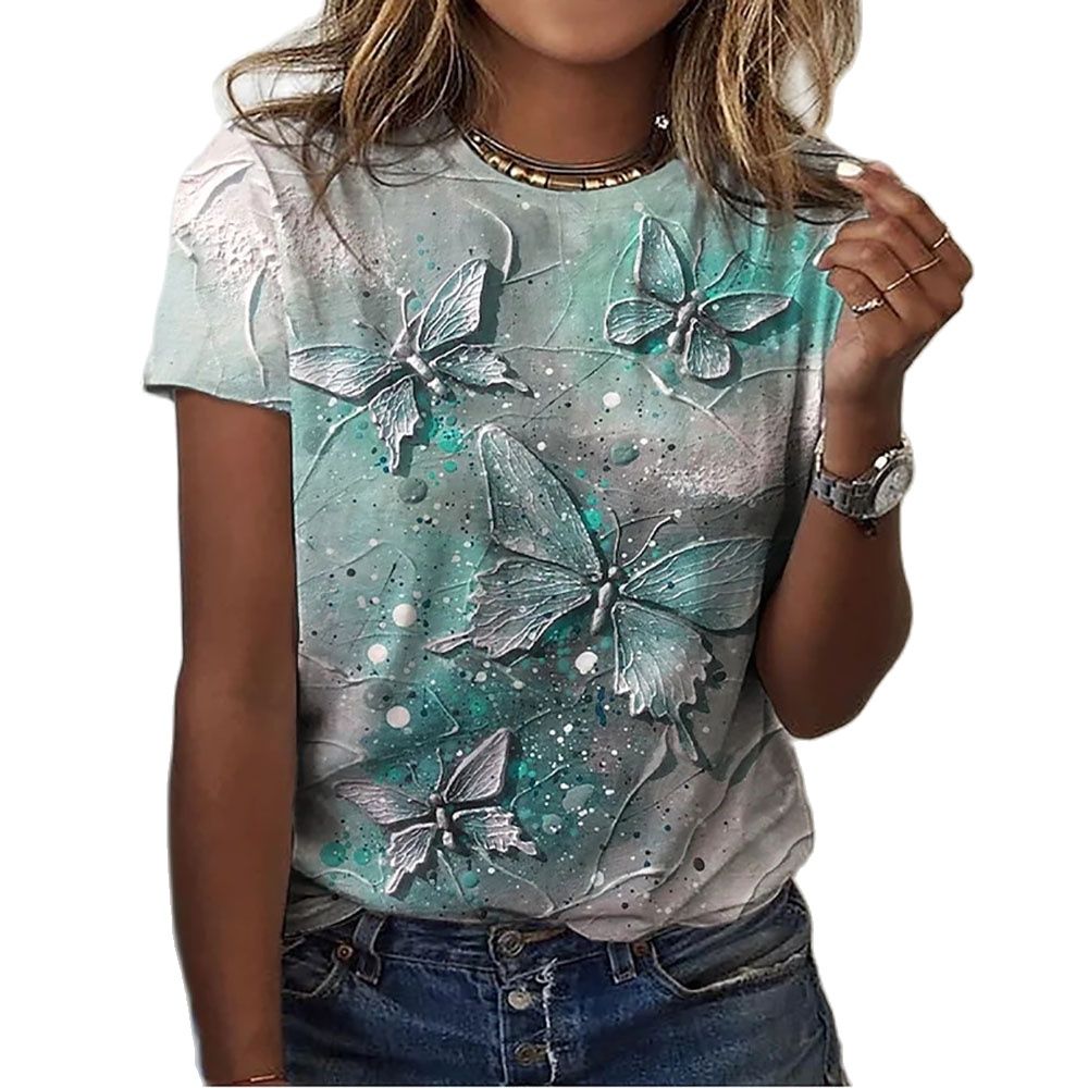 Ladies blouses beautiful floral with butterfly designs comfortable top / enter Discount Code V6TAH906VZ72 BUY 4 get 1 FREE / FREE Shipping
