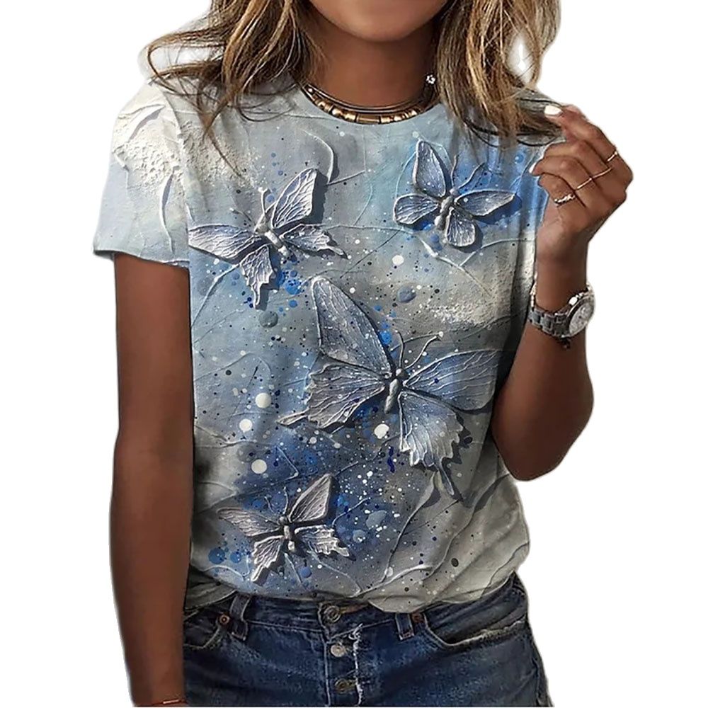 Ladies blouses beautiful floral with butterfly designs comfortable top / enter Discount Code V6TAH906VZ72 BUY 4 get 1 FREE / FREE Shipping