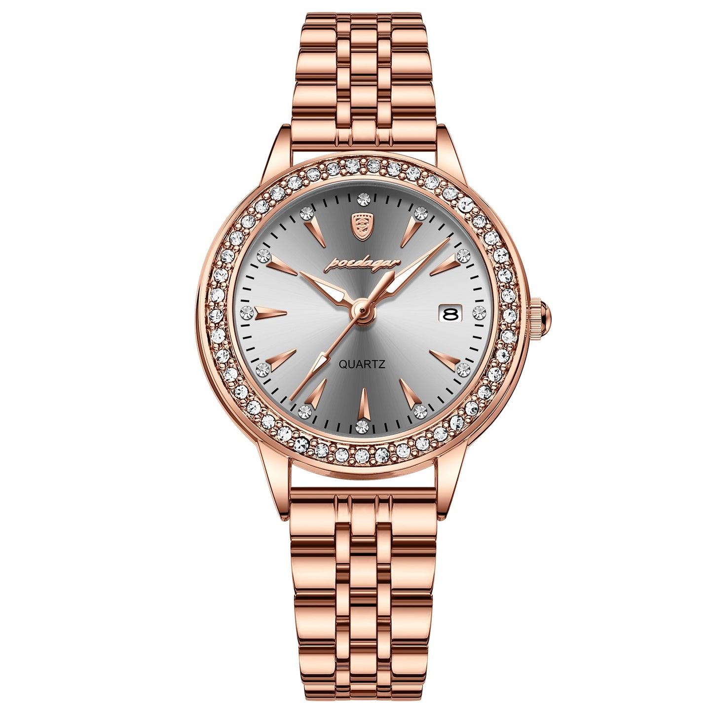 POEDAGAR Ladies Watch with sparkling Diamonds / Luminous / Date / Quartz / FREE Shipping