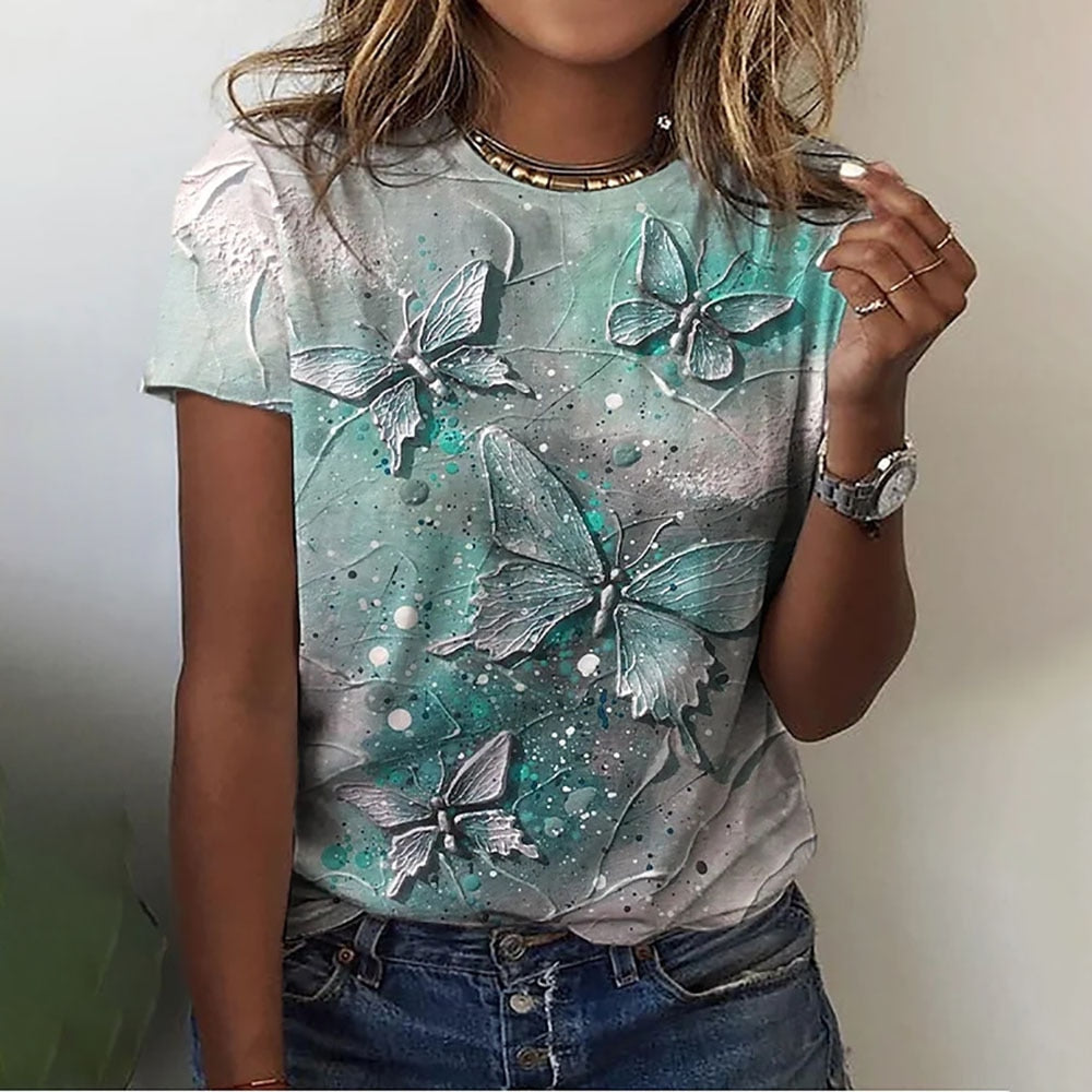 Ladies blouses beautiful floral with butterfly designs comfortable top / enter Discount Code V6TAH906VZ72 BUY 4 get 1 FREE / FREE Shipping