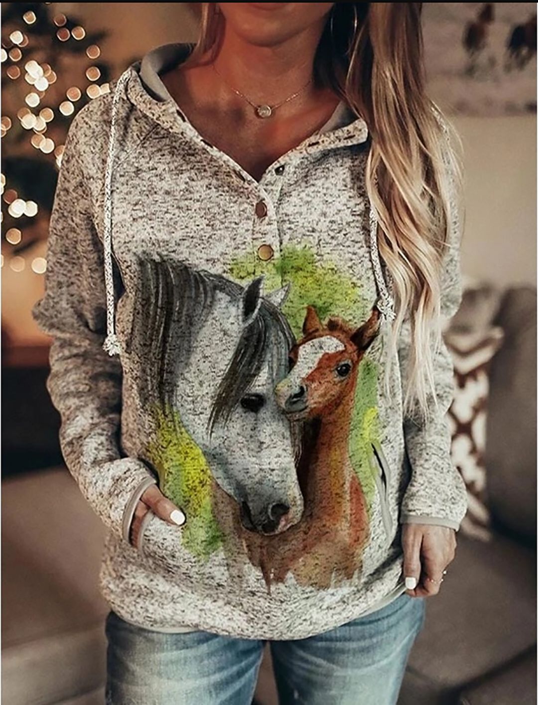 Horses 3d Custom Vintage design Hoodies for Women comfortable pullover / FREE Shipping