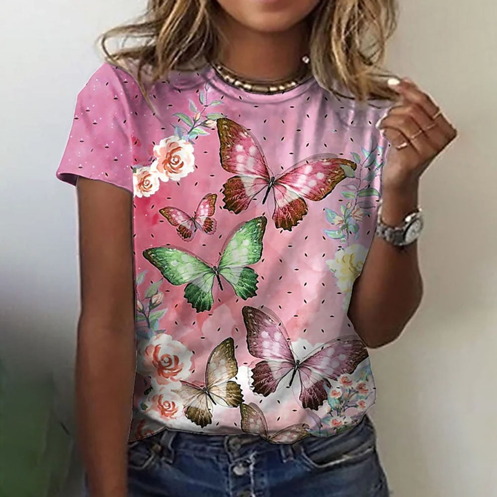 Ladies blouses beautiful floral with butterfly designs comfortable top / enter Discount Code V6TAH906VZ72 BUY 4 get 1 FREE / FREE Shipping