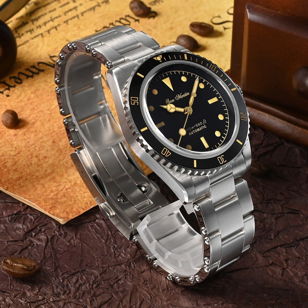 San Martin top brand Men's wrist Watch 38mm Diver 6200 Luxury Sapphire 20Bar Luminous