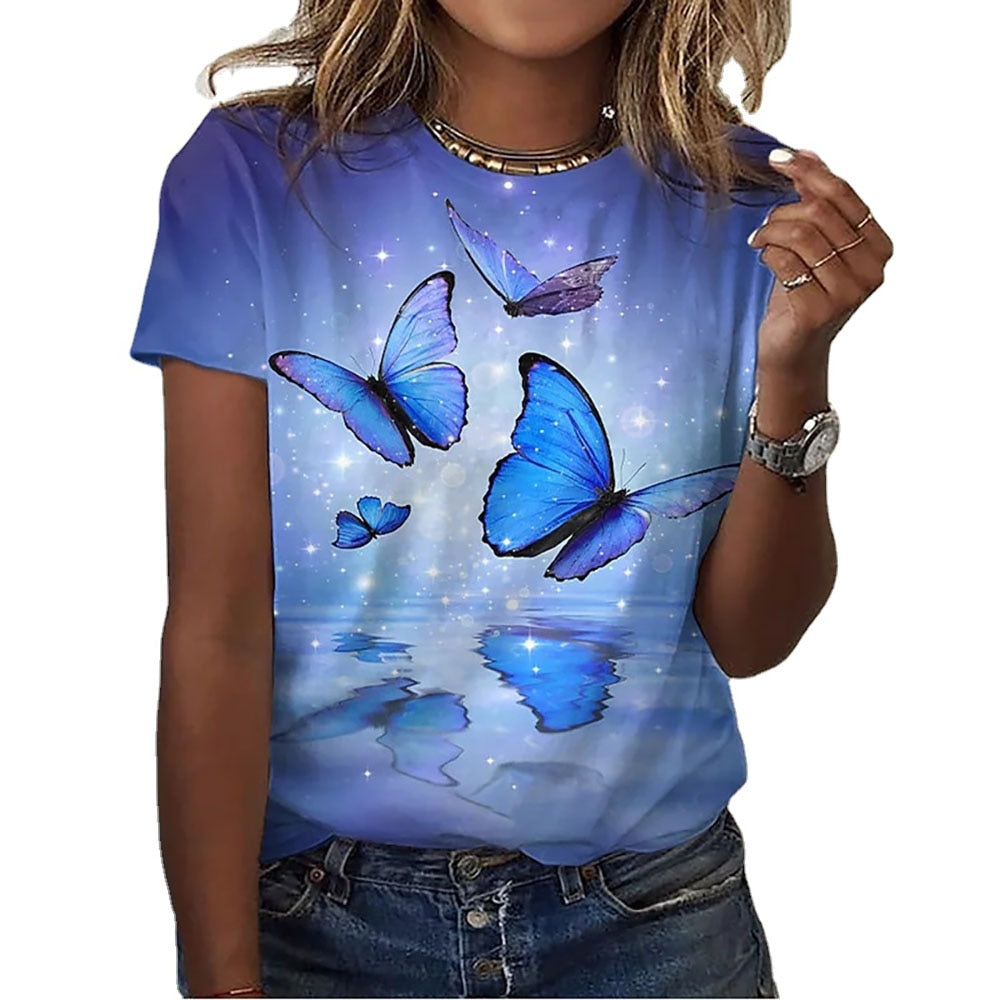 Ladies blouses beautiful floral with butterfly designs comfortable top / enter Discount Code V6TAH906VZ72 BUY 4 get 1 FREE / FREE Shipping