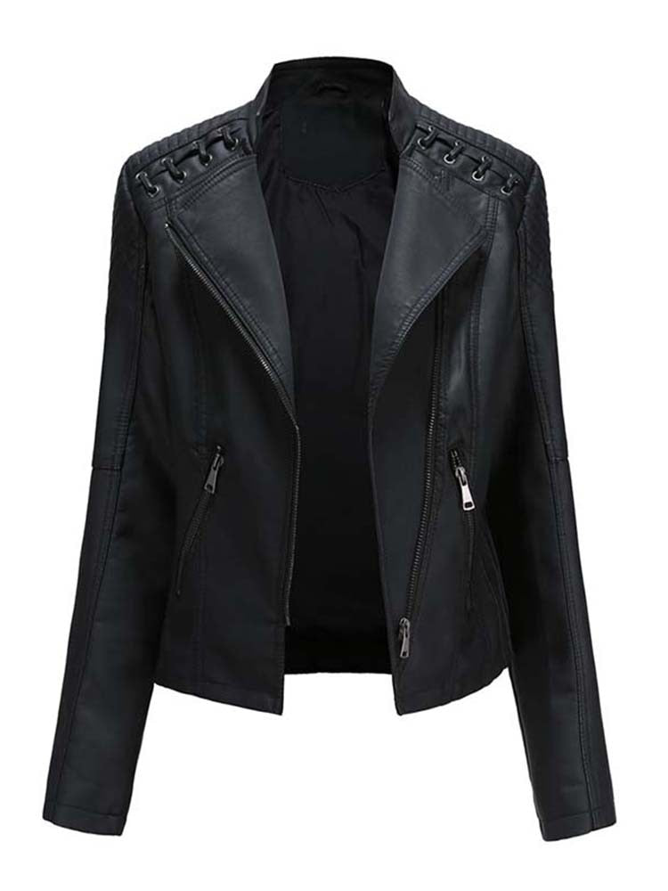 Ladies Leather Jacket , pockets , zippers with comfortable lining - TOP Seller / FREE Shipping