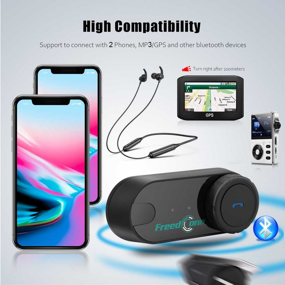 FreedConn Bluetooth Motorcycle Intercom Helmet Headset Headphone FM Music/ FREE Shipping