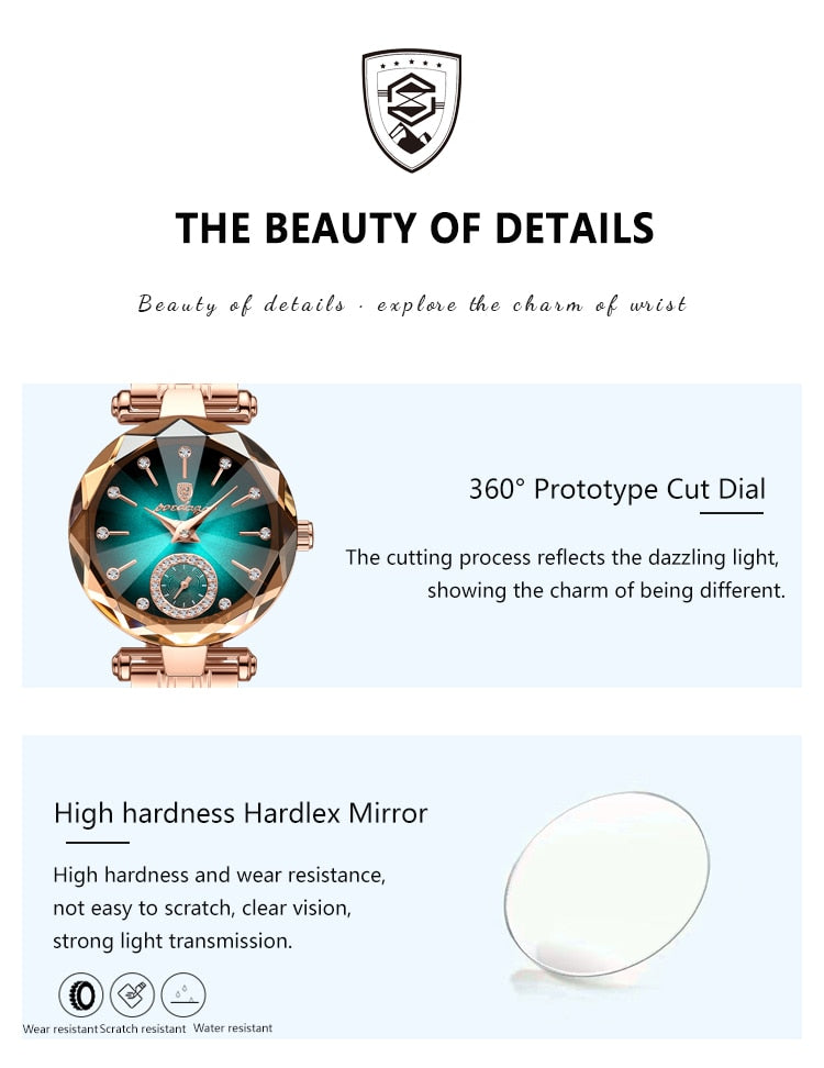 POEDAGAR Ladies Watch with 36 sparkling Diamonds / Pearl Dial / Quartz / FREE Shipping