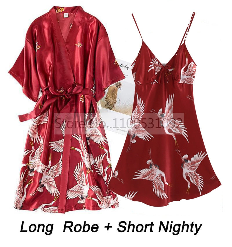 Ladies 2 piece Robe Set Bride Wedding Robe Gown Lace Sexy / Kimono Bathrobe / FREE Shipping