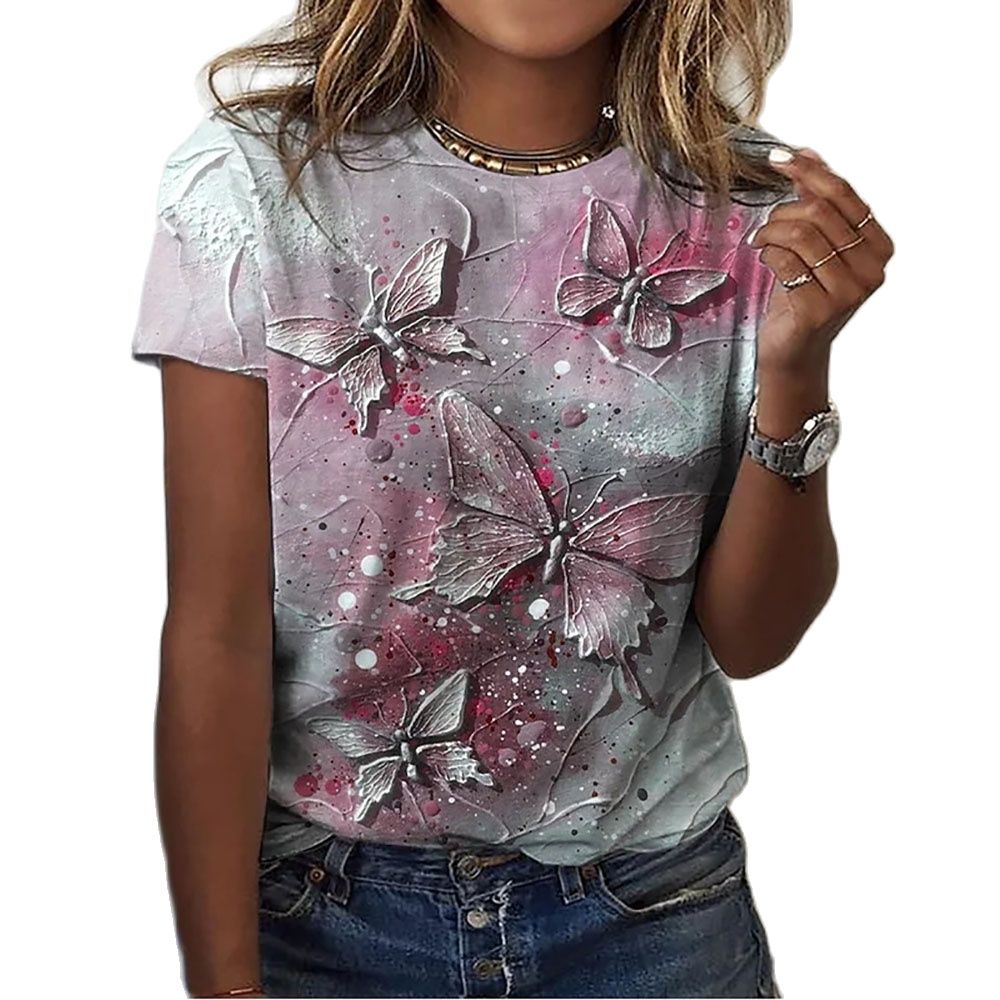 Ladies blouses beautiful floral with butterfly designs comfortable top / enter Discount Code V6TAH906VZ72 BUY 4 get 1 FREE / FREE Shipping