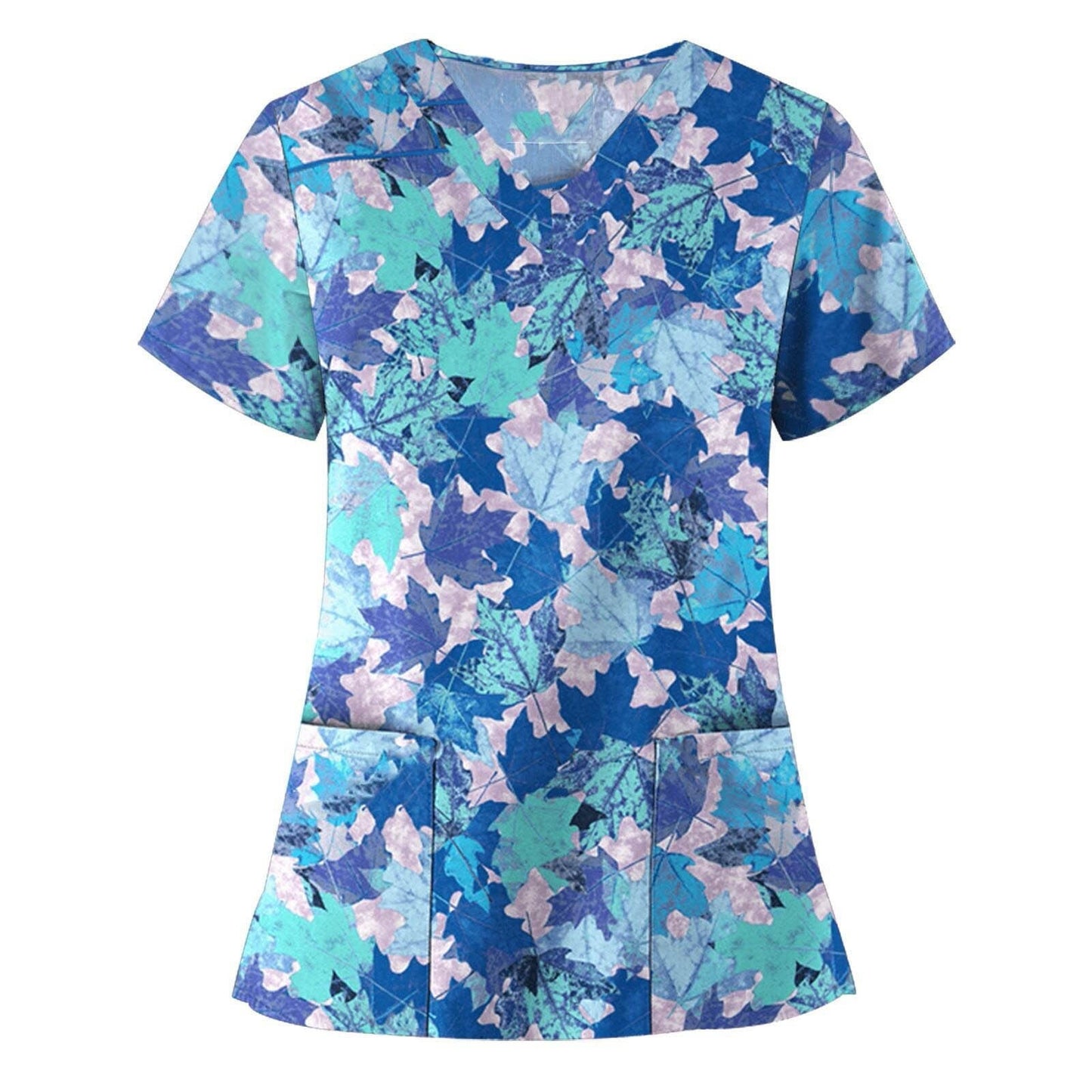 Women Short Sleeve Scrub V Neck Flower Prints Top Medical uniform / enter Discount Code FFMGF5WM6S41 BUY 4 get 1 FREE / FREE Shipping - tracking available