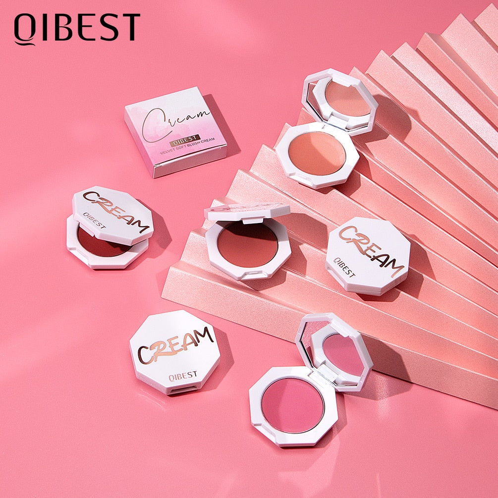 QIBEST Face Blush Peach Cream Makeup Cosmetics / FREE Shipping