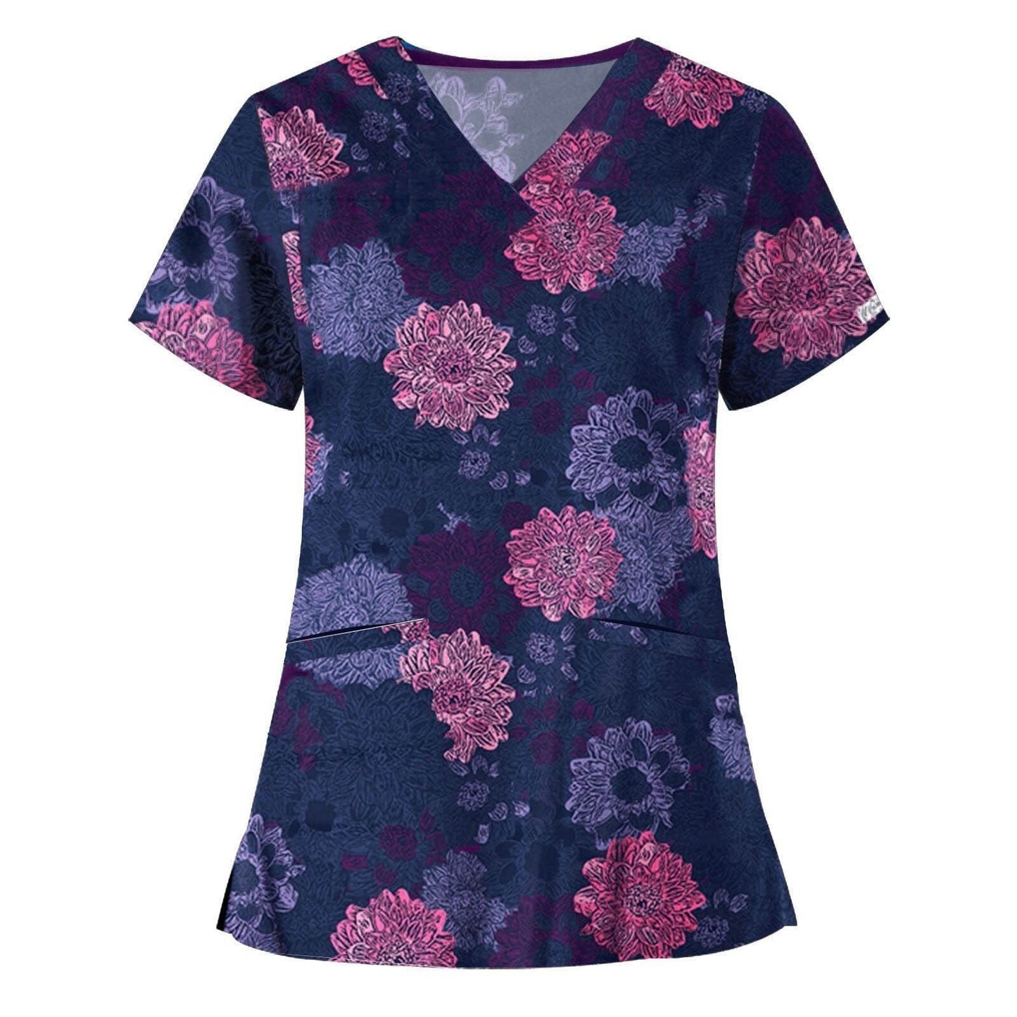 Women Short Sleeve Scrub V Neck Flower Prints Top Medical uniform / enter Discount Code FFMGF5WM6S41 BUY 4 get 1 FREE / FREE Shipping - tracking available