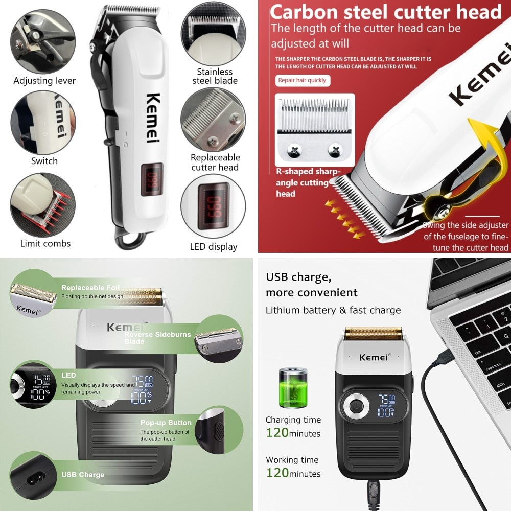 Kemei Professional Barber Hair Clipper / Trimmer / Shaver Rechargeable / FREE Shipping