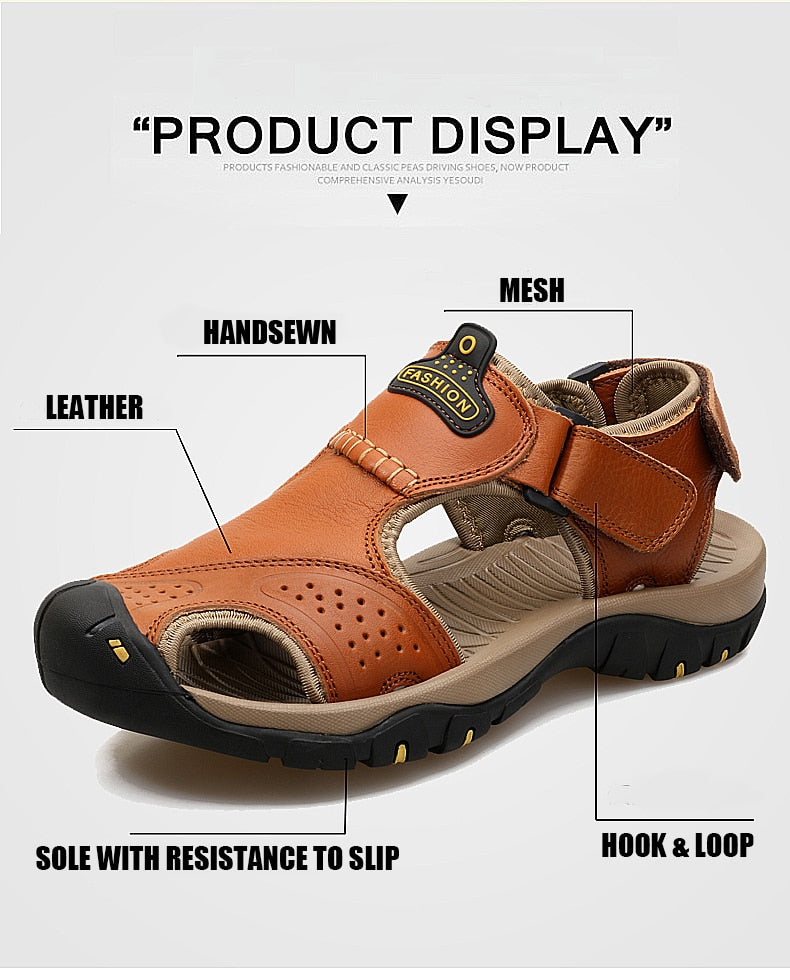 Men Genuine  Leather Sandals for beach or  outdoor / FREE Shipping