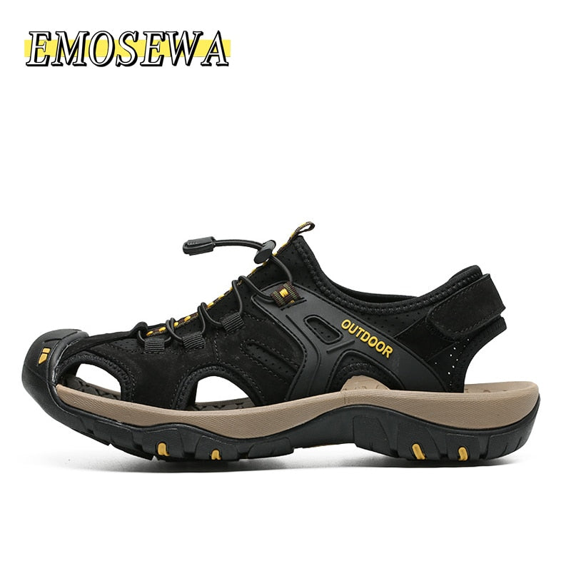 EMOSEWA High Quality Men Sandals Genuine Leather England Style Male Sandals / FREE Shipping
