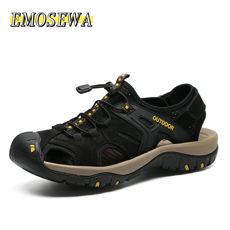 EMOSEWA High Quality Men Sandals Genuine Leather England Style Male Sandals / FREE Shipping