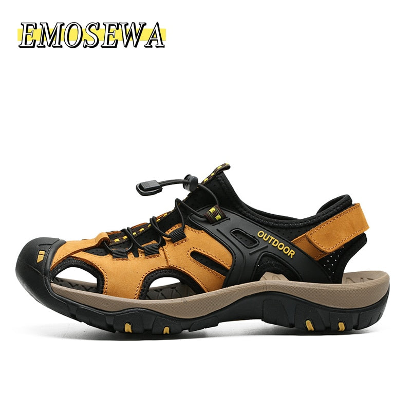 EMOSEWA High Quality Men Sandals Genuine Leather England Style Male Sandals / FREE Shipping