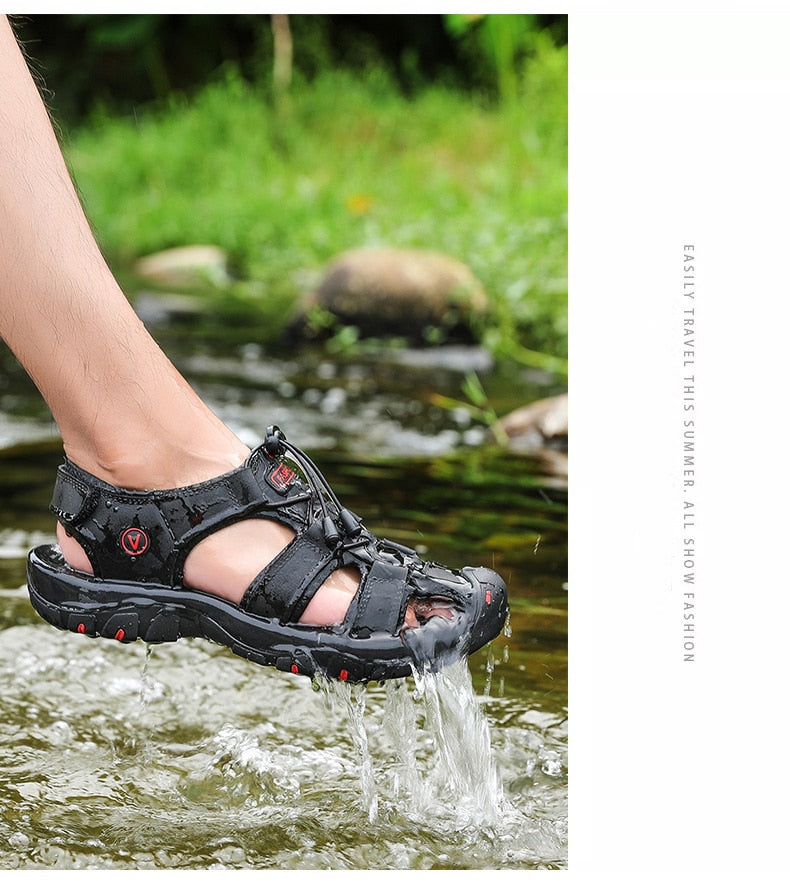 Men Genuine  Leather Sandals for beach or  outdoor / FREE Shipping