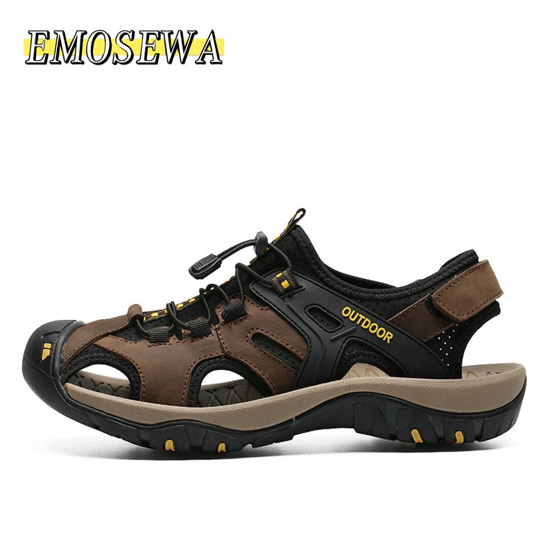 EMOSEWA High Quality Men Sandals Genuine Leather England Style Male Sandals / FREE Shipping