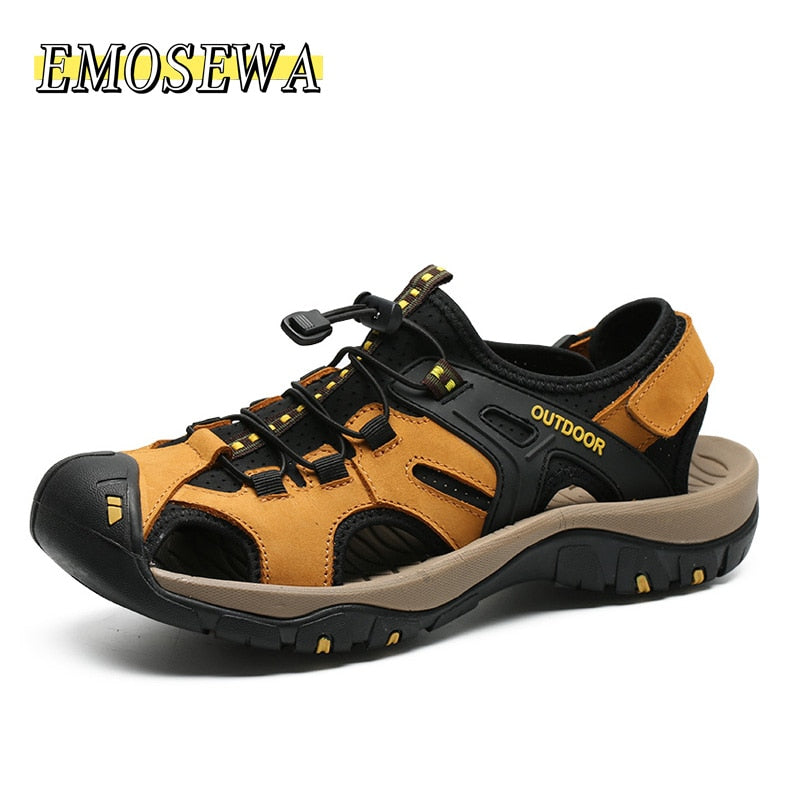 EMOSEWA High Quality Men Sandals Genuine Leather England Style Male Sandals / FREE Shipping