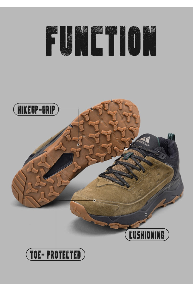 HIKEUP Leather Hiking Shoes for Men great for Outdoors orthopedic cushion sole/ FREE Shipping 15 days