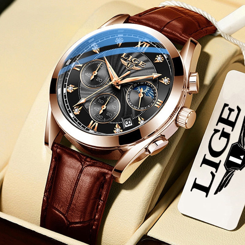 LIGE beautiful elegant  Ladies Watch / Waterproof/  Rose Gold Steel Strap / Top Brand Bracelet