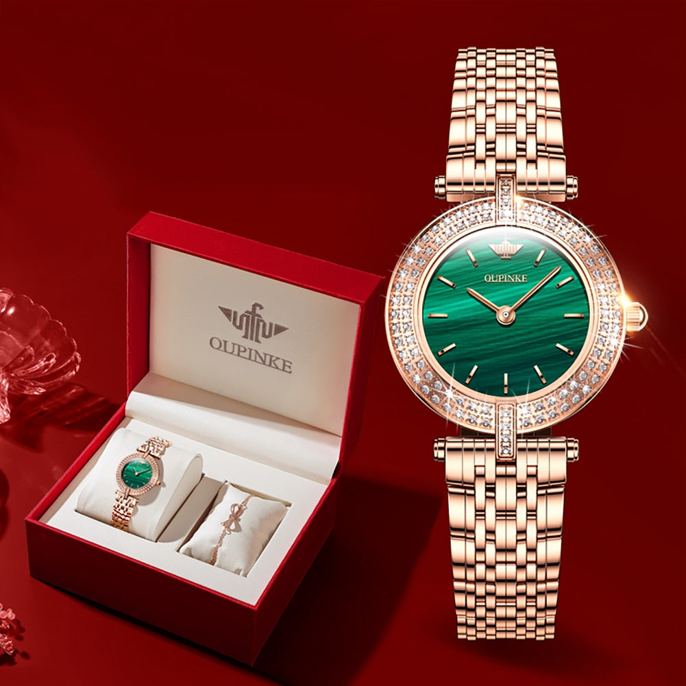 Swiss OUPINKE  beautiful/elegant Top Swiss Sapphire Mirror Alloy  Quartz Ladies Wrist watch