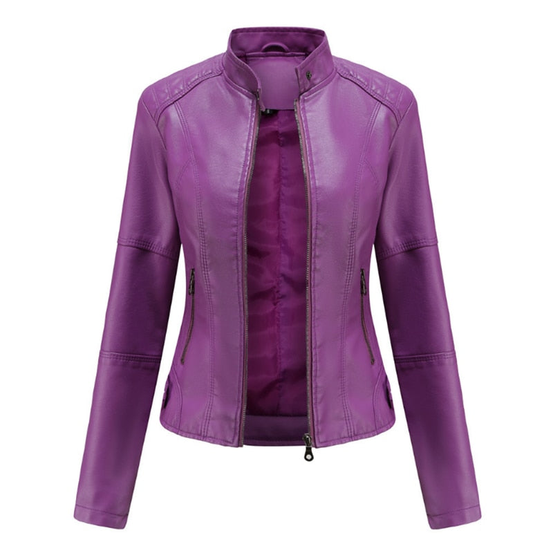 Ladies  Leather  Slim  Jacket comfortable lining and warm / FREE Shipping - tracking available