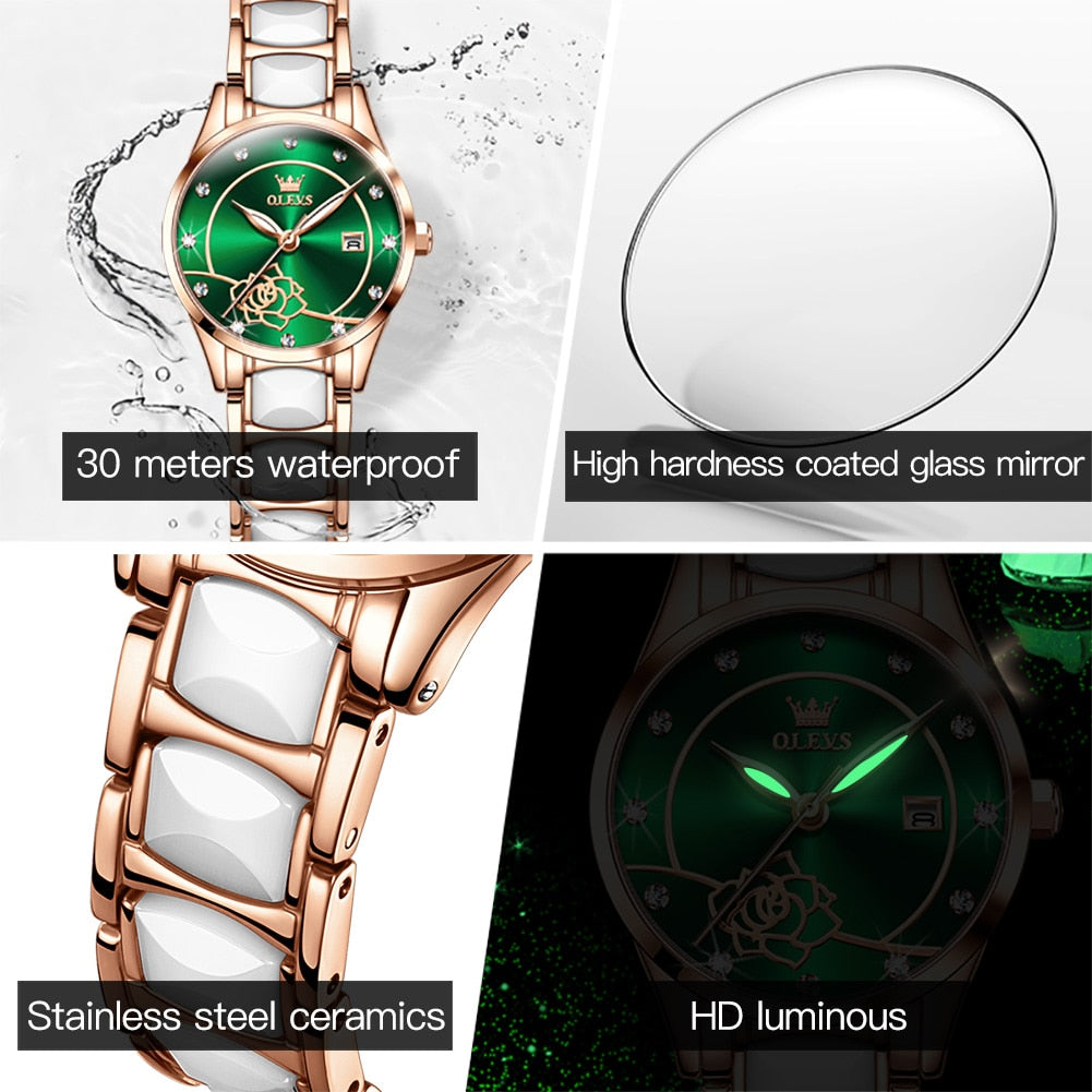 OLEVS beautiful elegant Watches for Women  Camellia /  Quartz / Japan Movement / 30M Waterproof