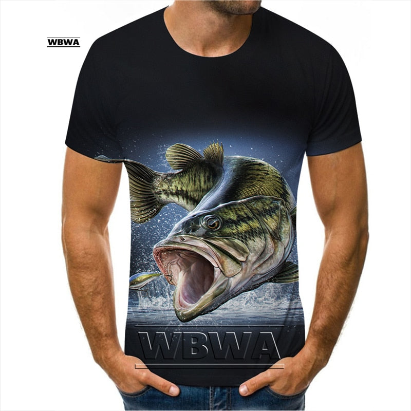 Men and Ladies t-shirt popular custom 3D prints of fish / FREE Shipping